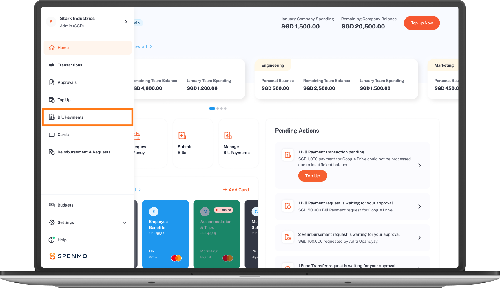 Bill Dashboard Spenmo